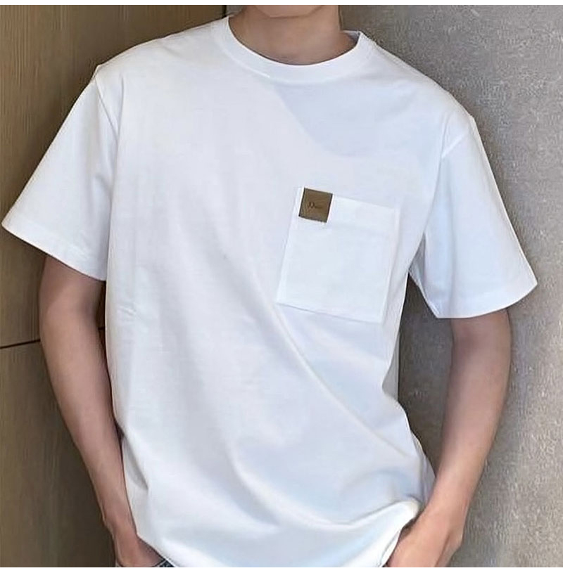 Dior-04011 디올 브라운 스웨이드 패치 반팔 화이트 남녀공용