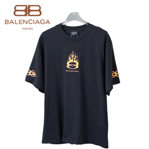 BALENCIAGA-06239 발렌시아가 블랙 프린트 장식 빈티지 티셔츠 남여공용