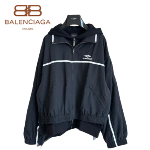 BALENCIAGA-032510 발렌시아가 블랙 나일론 바람막이 후드 재킷 남성용