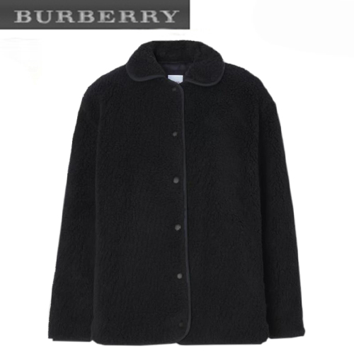 BURBERRY-80462691 버버리 블랙 울 캐시미어 블렌드 플리스 재킷