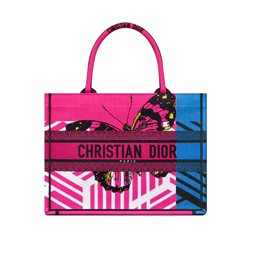 [스페셜오더]DIOR-M1296 디올 브라이트 핑크 D-Jungle Pop DIOR BOOK TOTE 미디엄 백