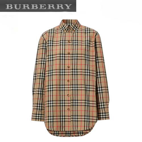 BURBERRY-80227971 버버리 버튼 다운 칼라 빈티지 체크 코튼 셔츠