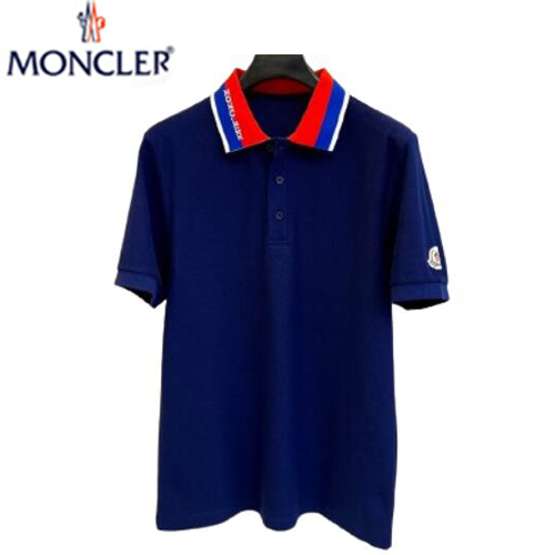 MONCLER-06229 몽클레어 블루 코튼 폴로 티셔츠 남성용