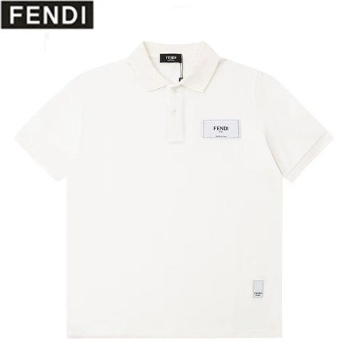 FENDI-05221 펜디 화이트 코튼 폴로 티셔츠 남성용