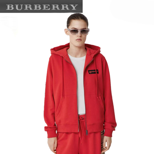 BURBERRY-80245441 버버리 레드 로고 프린트 빈티지 체크 패널 후드 톱 남여공용