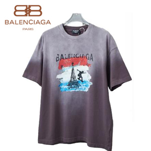BALENCIAGA-062316 발렌시아가 그레이 프린트 장식 워싱 빈티지 티셔츠 남여공용