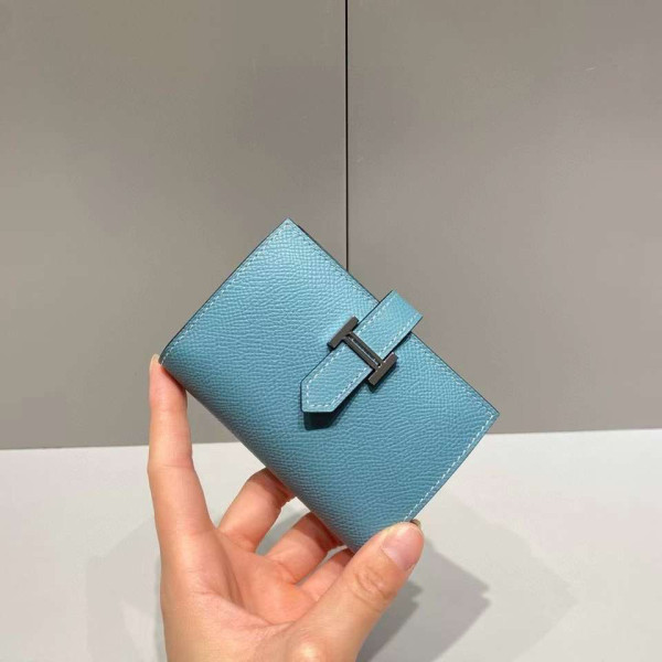 [스페셜오더]HERMES-에르메스 블루진/실버 앱송 베안 미니 카드 홀더 10.5cm