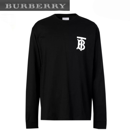 BURBERRY-80245991 버버리 블랙 롱 슬리브 모노그램 모티프 코튼 톱