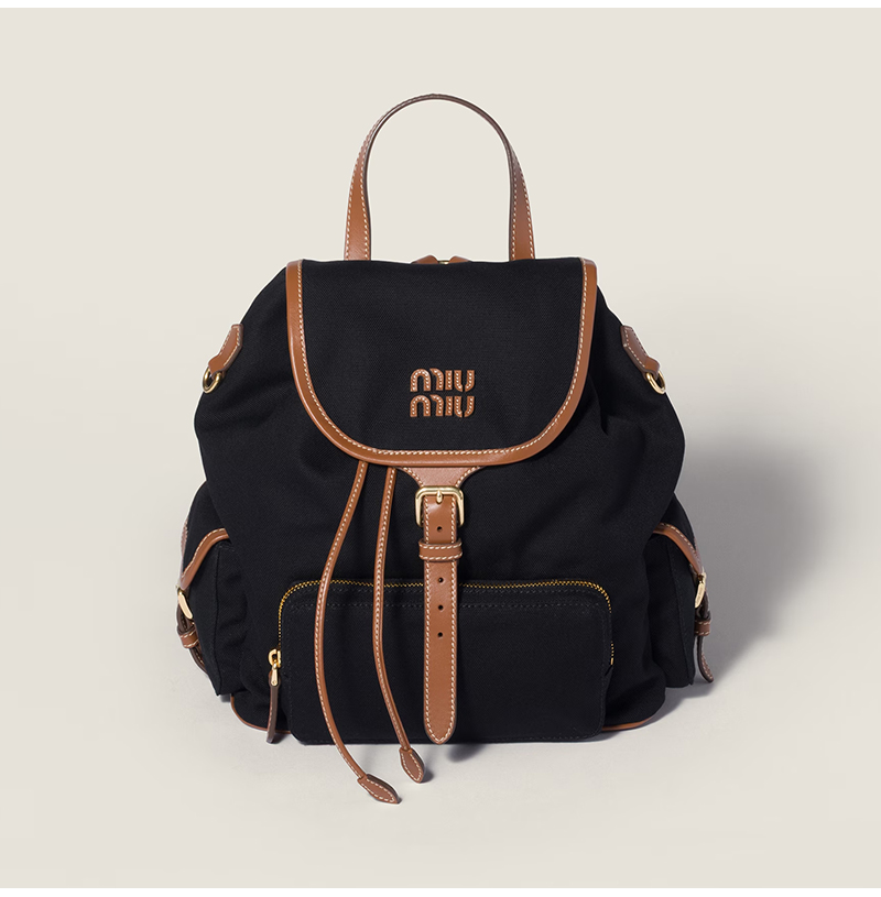 [스페셜오더]MIUMIU-5BZ042 미우미우 캔버스 및 가죽 백팩 블랙