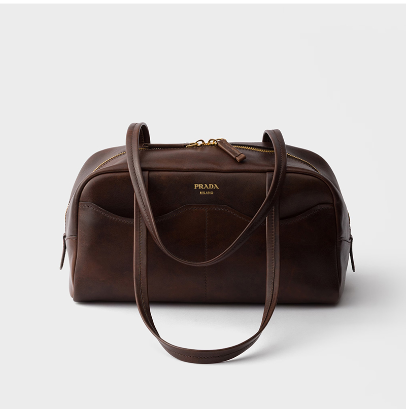 [스페셜오더]PRADA-1BB165 프라다 박스 라지 앤티크 가죽 탑핸들 백 코코아 브라운