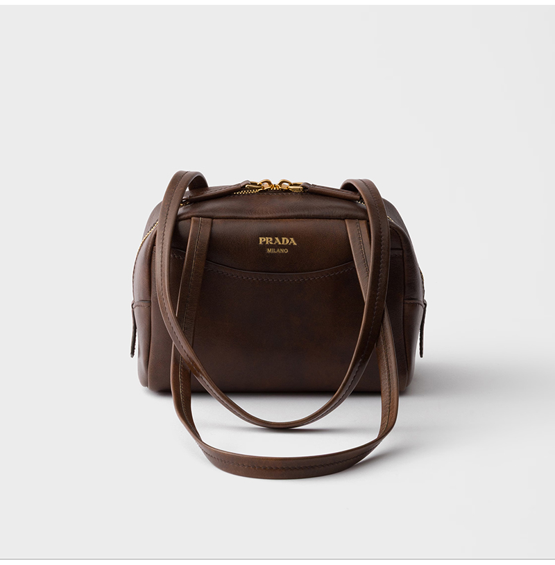 [스페셜오더]PRADA-1BB167 프라다 캐리 앤티크 가죽 탑 핸들 미니백 코코아 브라운