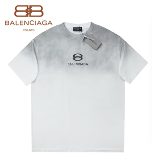 BALENCIAGA-06052 발렌시아가 화이트 프린트 장식 빈티지 티셔츠 남성용