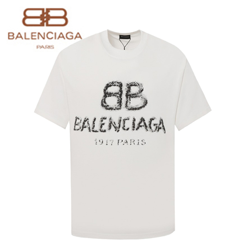 BALENCIAGA-06222 발렌시아가 화이트 프린트 장식 티셔츠 남여공용