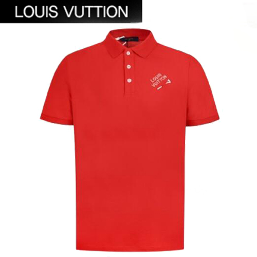 LOUIS VUITTON-06012 루이비통 레드 아플리케 장식 폴로 티셔츠 남성용