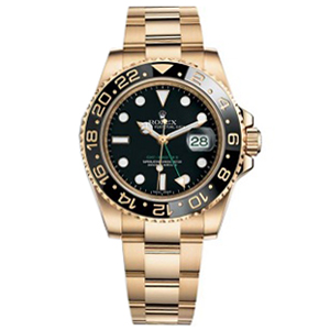 [스페셜오더]ROLEX-롤렉스 오이스터 퍼페츄얼 GMT-MASTER II 데이트 옐로우 골드 (18K 포금) 블랙다이얼 워치 40mm  