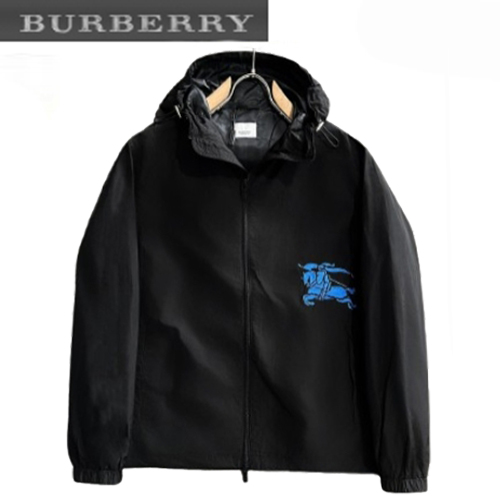 BURBERRY-02193 버버리 블랙 아플리케 장식 바람막이 후드 재킷 남성용