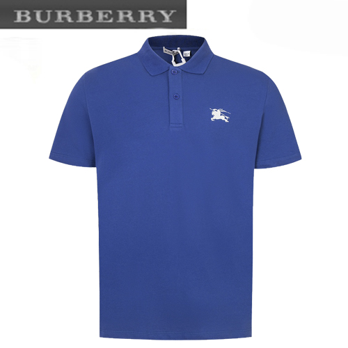 BURBERRY-80849361 버버리 블루 코튼 폴로 티셔츠 남성용