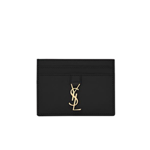 SAINT LAURENT-423480 생 로랑 블랙 메탈 인터로킹 YSL 시그니처 디테일 생 로랑 카드 케이스.