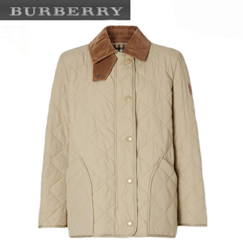 BURBERRY-80214681 버버리 허니 다이아몬드 퀼팅 반 재킷