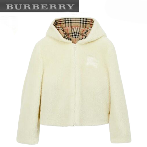 BURBERRY-80720601 버버리 아이보리 EKD 플리스 후드 재킷 여성용