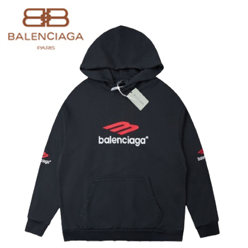 BALENCIAGA-08306 발렌시아가 블랙 아플리케 장식 후드 티셔츠 남여공용