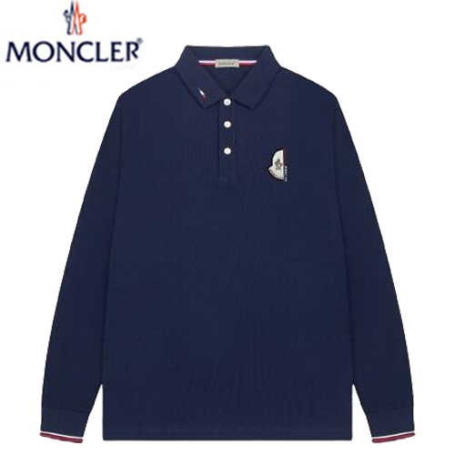 MONCLER-03126 몽클레어 네이비 코튼 긴팔 폴로 티셔츠 남성용