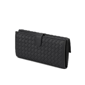 BOTTEGA VENETA-244823 보테가 베네타 네로 인트레치아토 나파 짚 어라운드 지갑