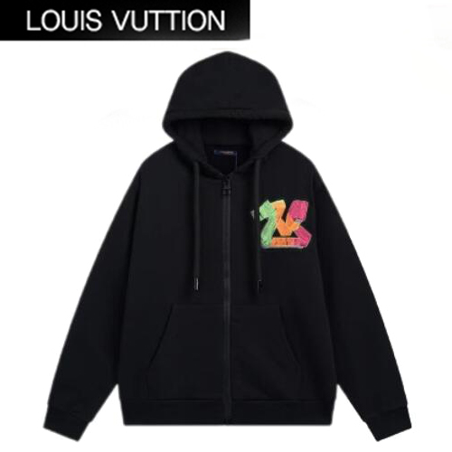 LOUIS VUITTON-07297 루이비통 블랙 아플리케 장식 후드 재킷 남여공용