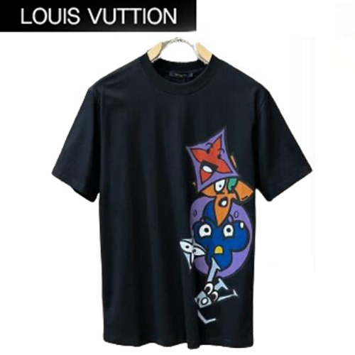 LOUIS VUITTON-07238 루이비통 블랙 프린트 장식 티셔츠 남성용