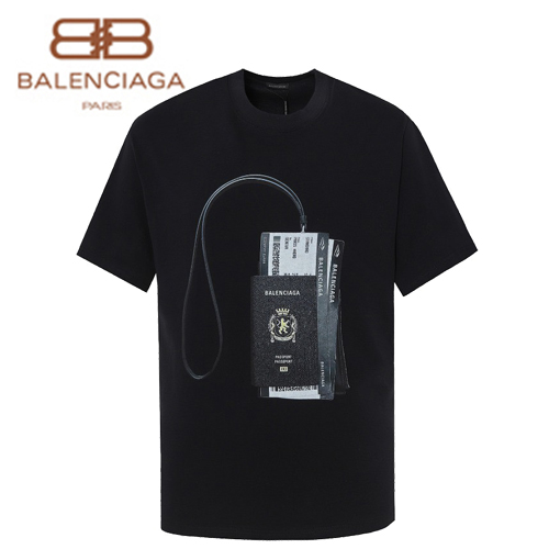 BALENCIAGA-06228 발렌시아가 블랙 패스포트 홀더 프린트 장식 티셔츠 남여공용