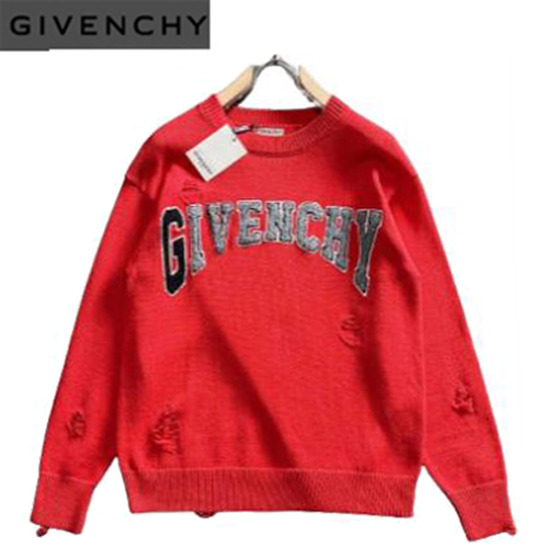 GIVENCHY-01148 지방시 레드 아플리케 장식 스웨터 남성용