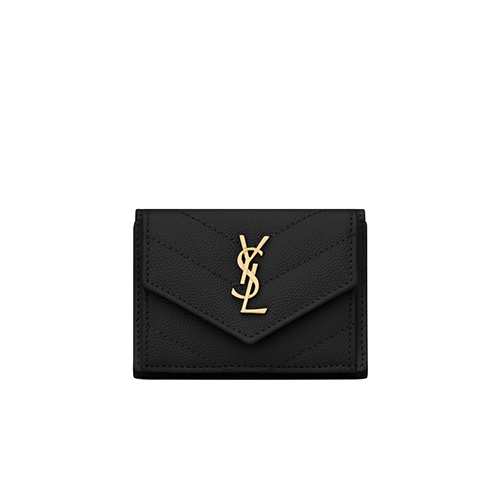 [스페셜오더]SAINT LAURENT-505118 생 로랑 블랙 마틀라세 가죽 금장 모노그램 티니 월릿