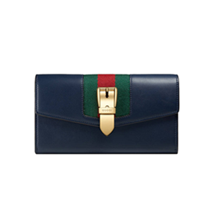 [스페셜오더]GUCCI-476084 4163 구찌 Gucci Sylvie 가죽 장지갑 네이비