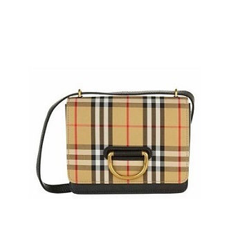 [스페셜오더]BURBERRY-40766411 버버리 스몰 빈티지 체크 가죽 D링 백